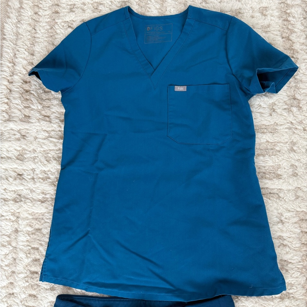 Blue V-Neck Scrub Set